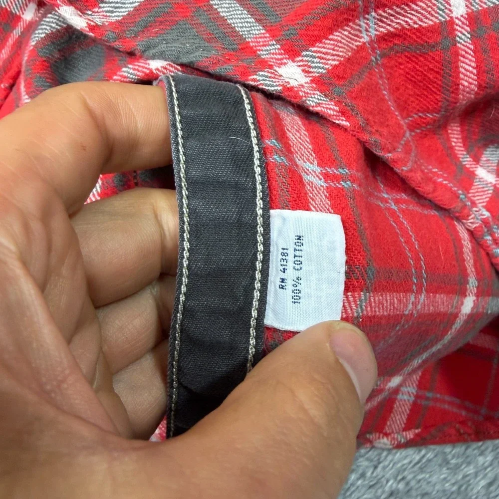 Polo Ralph Lauren Flannel Workshirt Mens Large L Red Plaid Long Sleeve Shirt